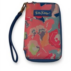 Lilly Pulitzer Floral Wristlet Wallet with Leather Strap